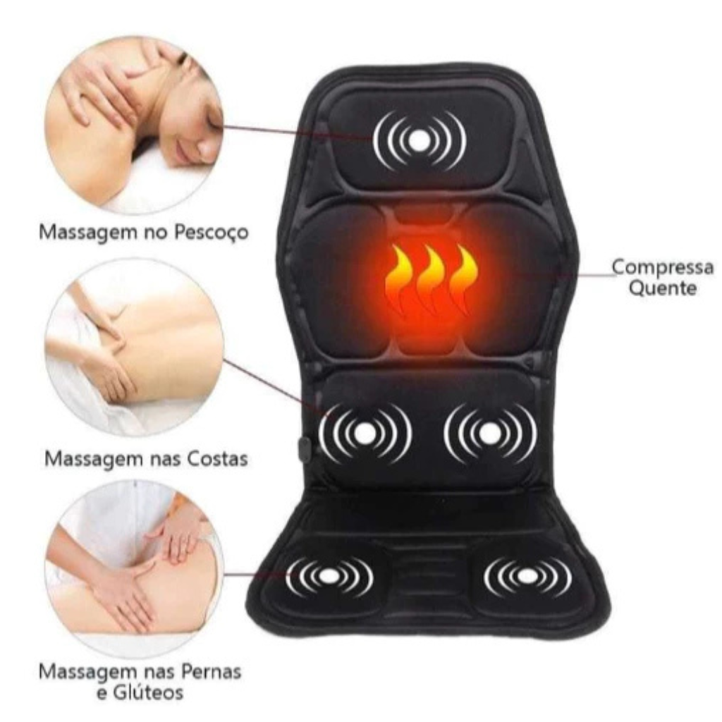 Encosto Massageador de Lombar e Pescoço com Aquecimento