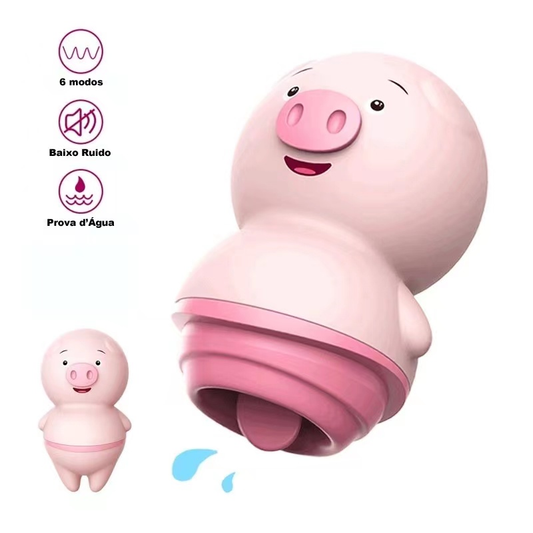 VIBRADOR PORQUINHO masturbador feminino com Esimulador de língua - 6 modos de vibração