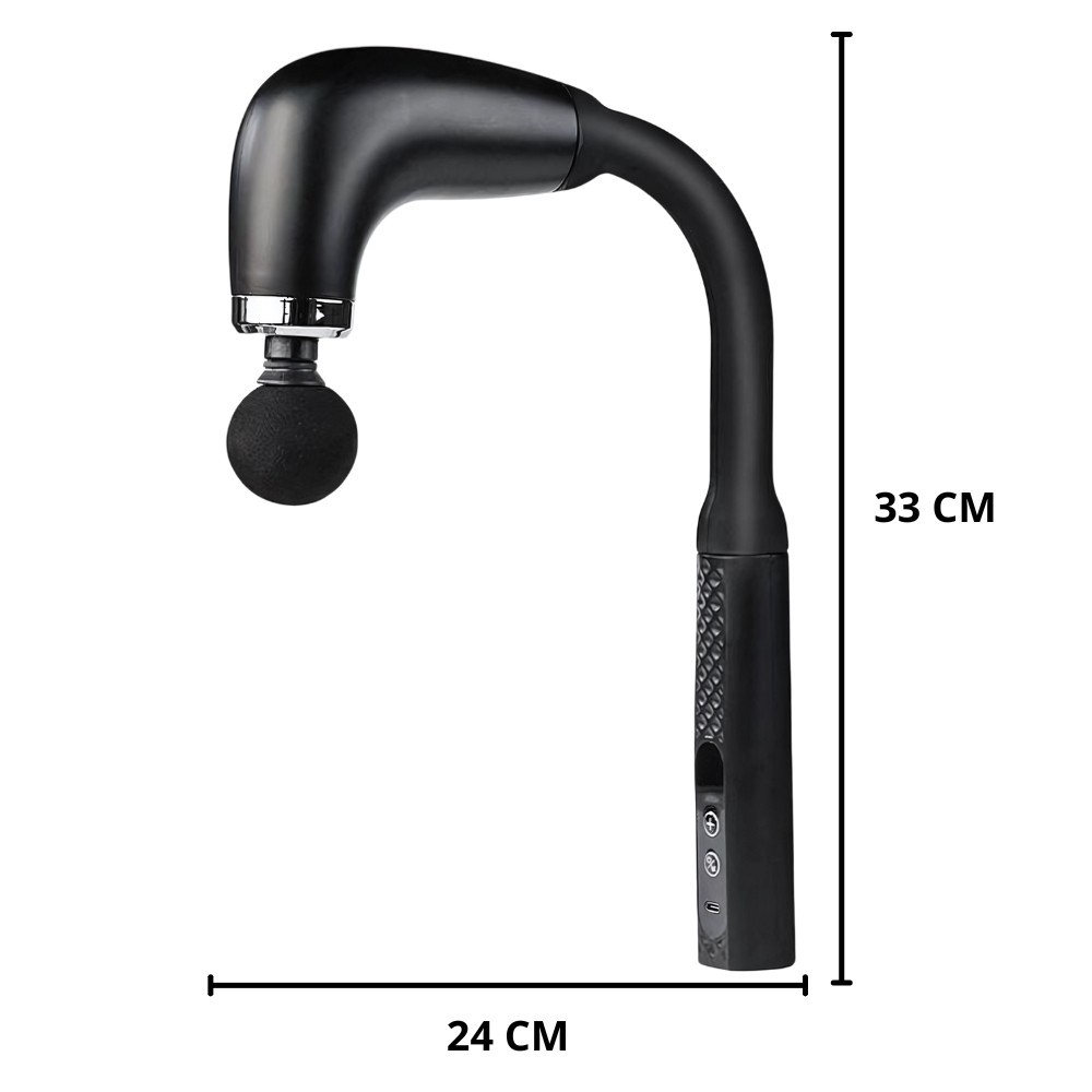 Massageador Gun Portátil Alongado Muscular 4 em 1 Com 6 Velocidades 3 Modos Para Pescoço Cintura E Ombro Ergonômico