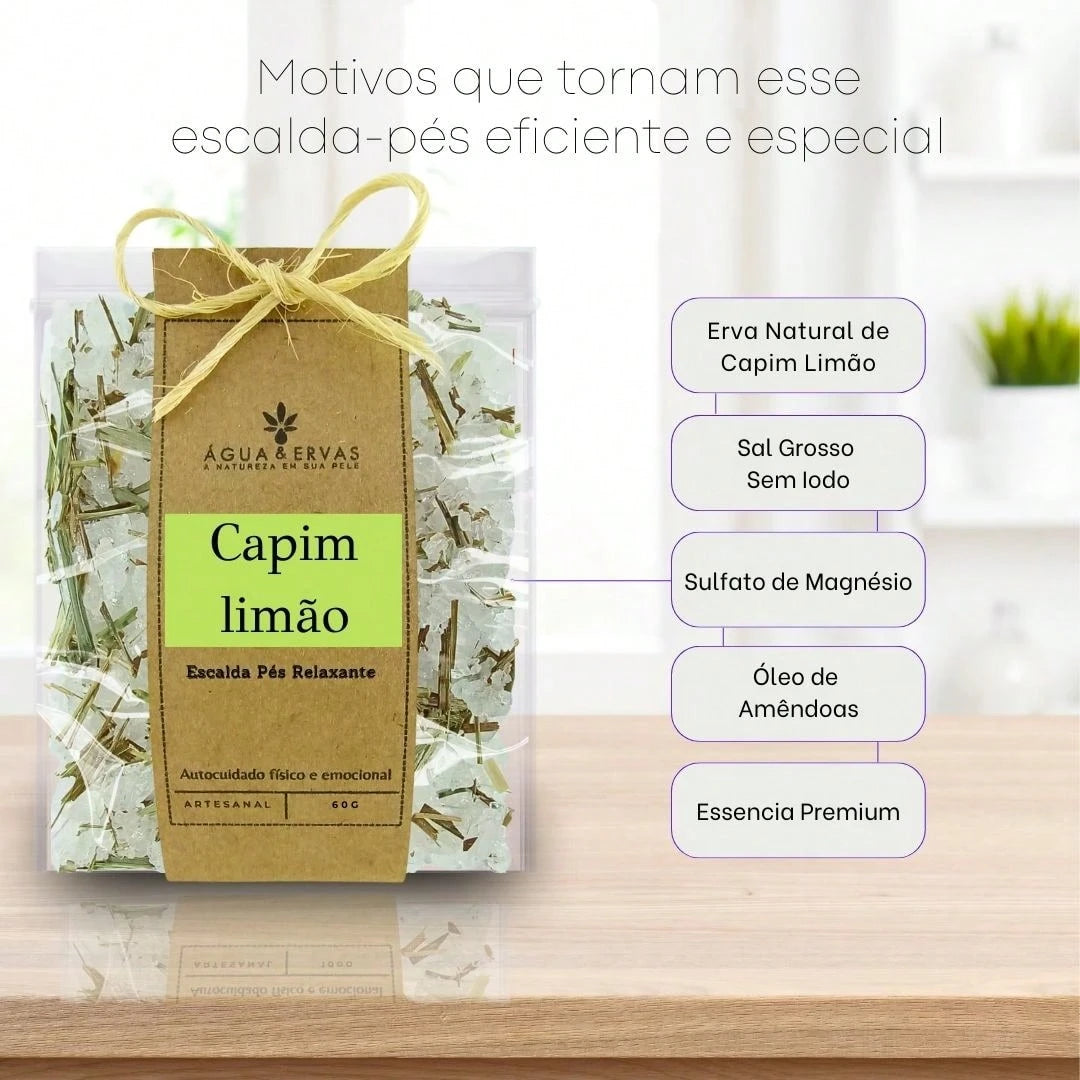 Escalda Pés de Capim Limão Relaxante - Kit com 10 unidades - Brindes Corporativos - Mimos Clientes - Lembracinhas