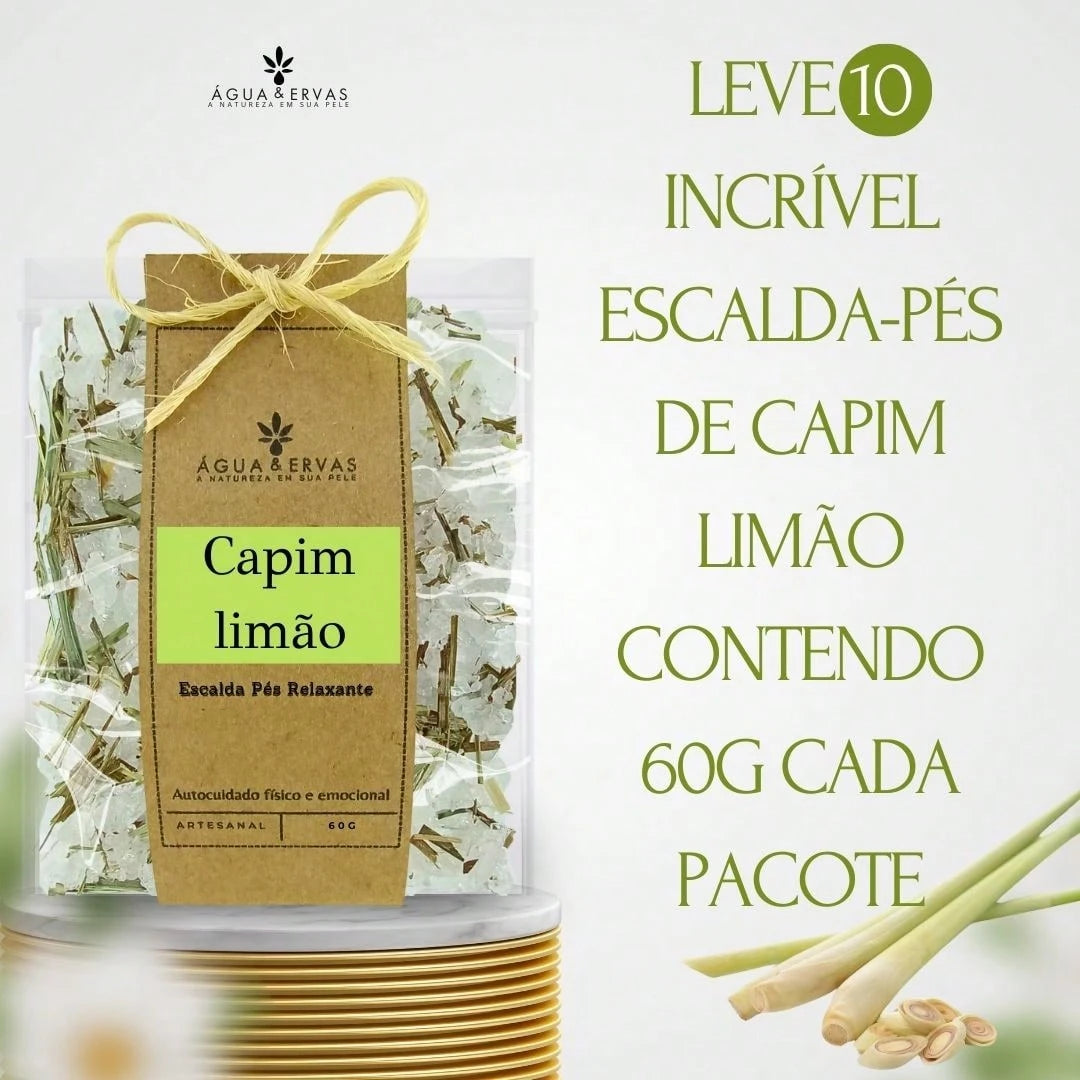 Escalda Pés de Capim Limão Relaxante - Kit com 10 unidades - Brindes Corporativos - Mimos Clientes - Lembracinhas