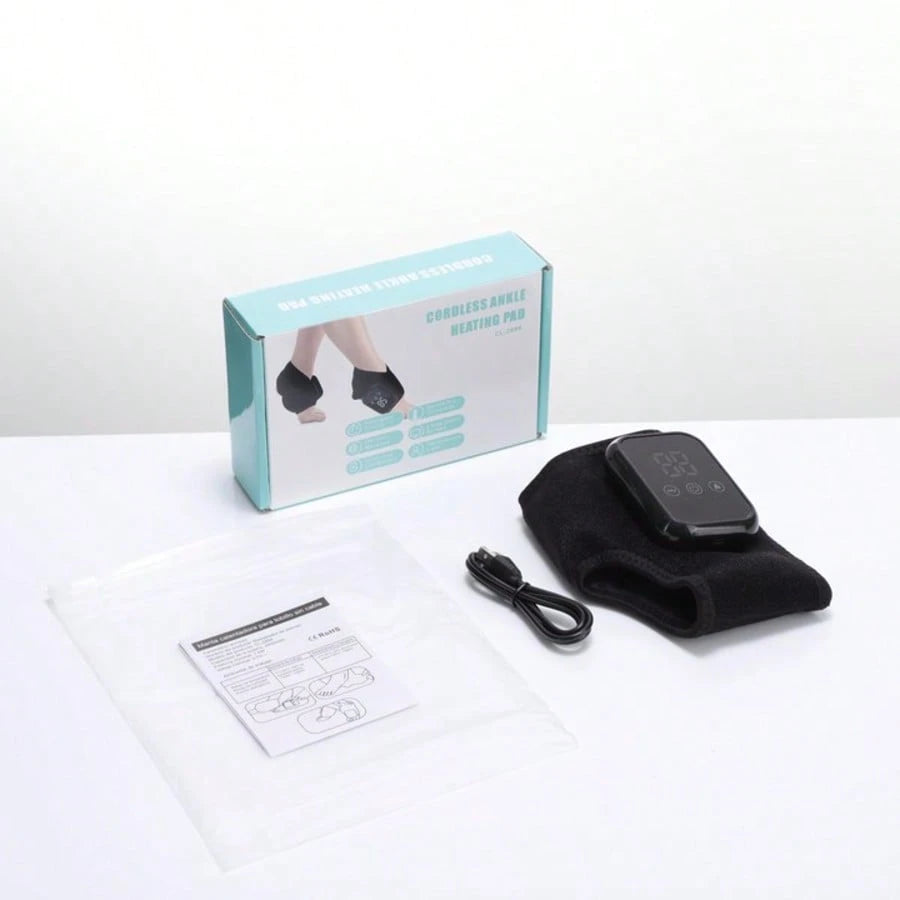Hailicare Massageador Portátil de Pés com Vibração e Compressão Quente, Proteção para Articulação do Tornozelo, Cinta de Aquecimento Recarregável USB Sem Fio, Braçadeira Aquecida para Tornozelo para Fascite Plantar