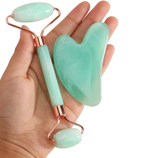 Kit de Massagem Facial – Roller + Gua Sha