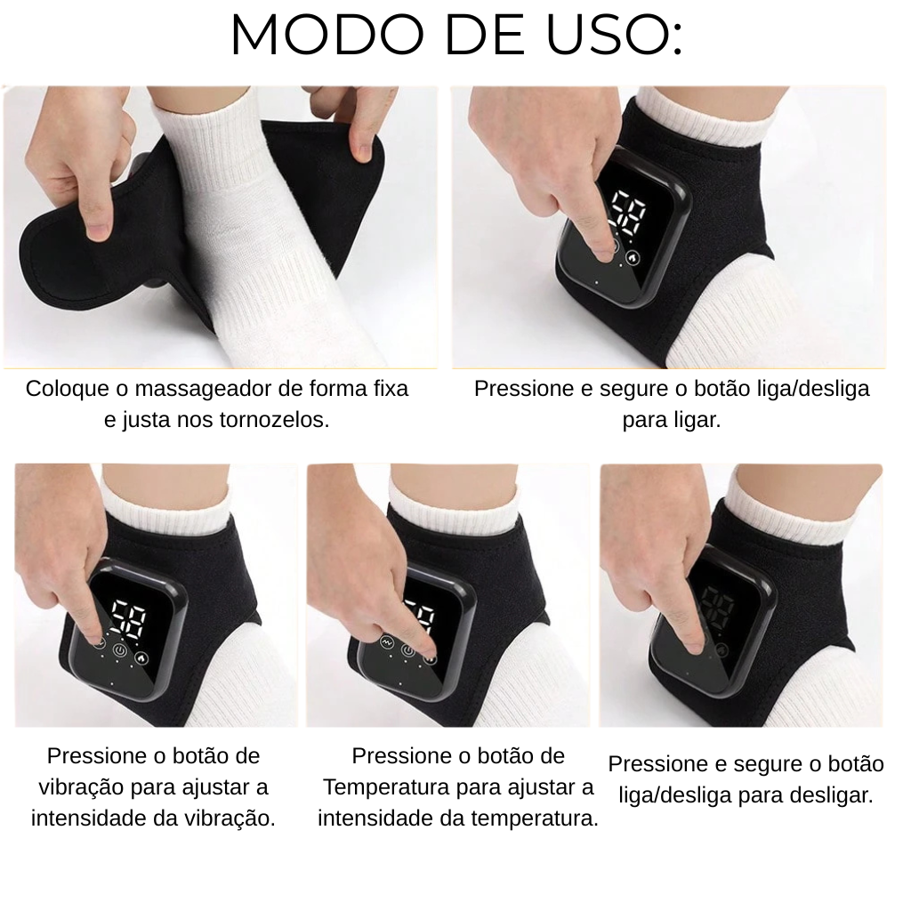 Massageador de Tornozelo Kali com Vibração e Aquecimento – Alívio Completo para Pés e Articulações