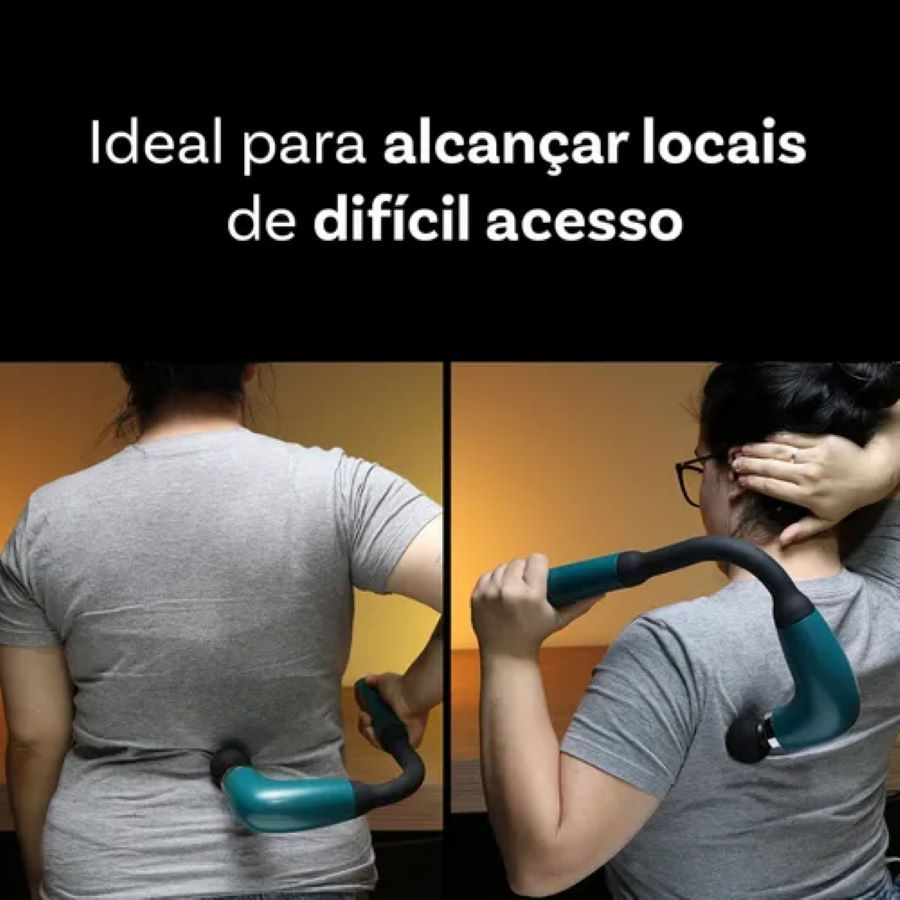 Massageador Gun Portátil Alongado Muscular 4 em 1 Com 6 Velocidades 3 Modos Para Pescoço Cintura E Ombro Ergonômico