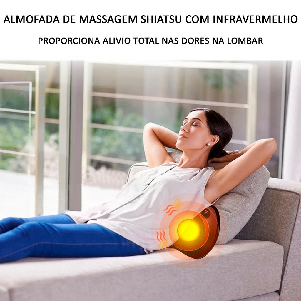 Almofada Massageadora Shiatsu Lombar com Aquecimento Infravermelho