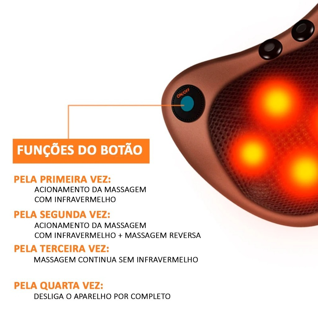Almofada Massageadora Shiatsu Lombar com Aquecimento Infravermelho